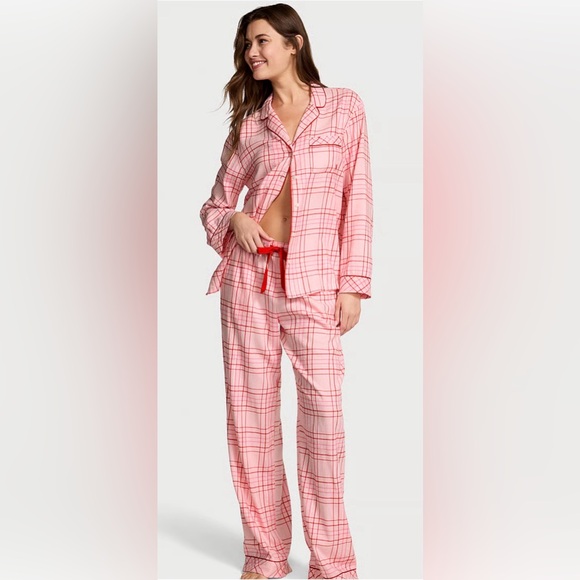 Victoria's Secret Other - NWT!! Victoria’s Secret Flannel set, Cotton/Modal, Pink Plaid, Large regular.
